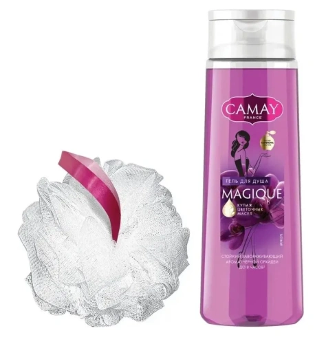 CAMAY набор подарочный magique: гель д/душа магичееское заклинание 250мл, мочалка